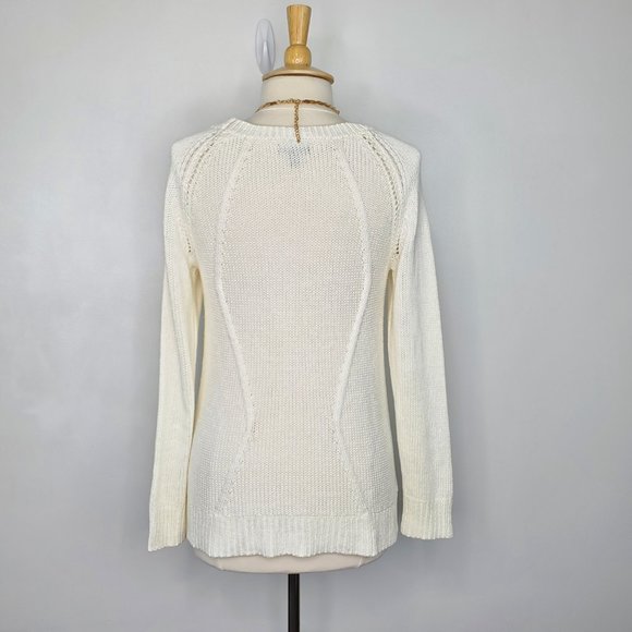 Apt. 9 Cream Cable Knit Mixed Knit Sweater Size L - Picture 6 of 12